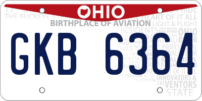 OH license plate GKB6364