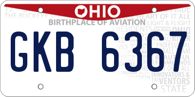 OH license plate GKB6367