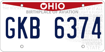OH license plate GKB6374