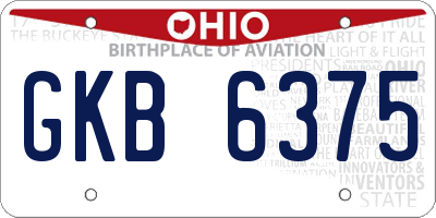 OH license plate GKB6375