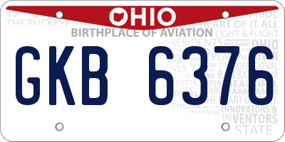 OH license plate GKB6376