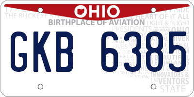 OH license plate GKB6385