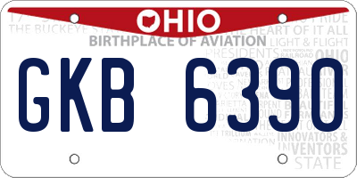 OH license plate GKB6390