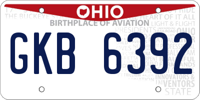 OH license plate GKB6392