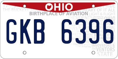 OH license plate GKB6396