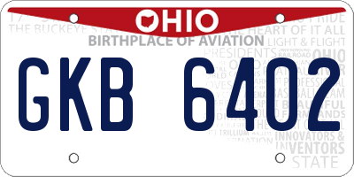 OH license plate GKB6402