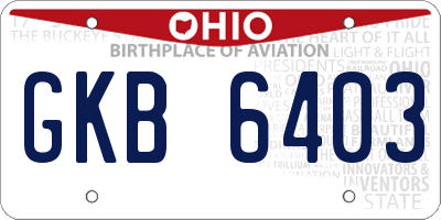 OH license plate GKB6403