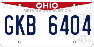 OH license plate GKB6404