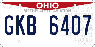 OH license plate GKB6407
