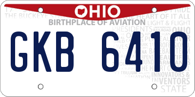 OH license plate GKB6410