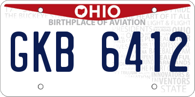 OH license plate GKB6412