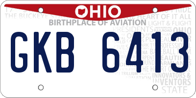 OH license plate GKB6413