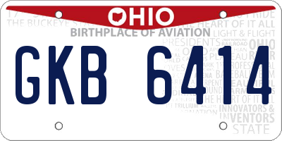 OH license plate GKB6414