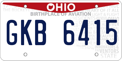 OH license plate GKB6415