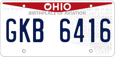 OH license plate GKB6416
