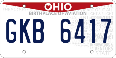 OH license plate GKB6417