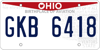 OH license plate GKB6418