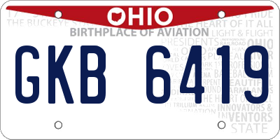 OH license plate GKB6419