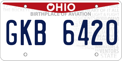 OH license plate GKB6420
