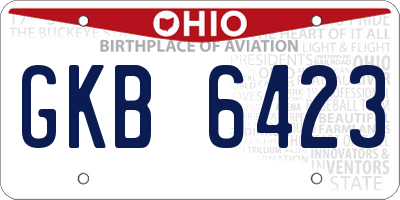 OH license plate GKB6423