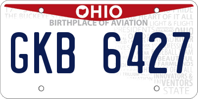 OH license plate GKB6427