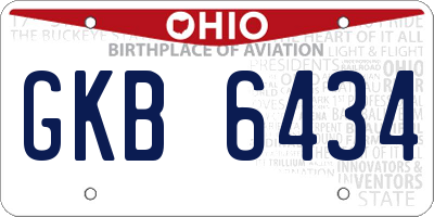 OH license plate GKB6434