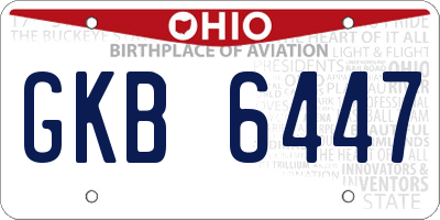 OH license plate GKB6447