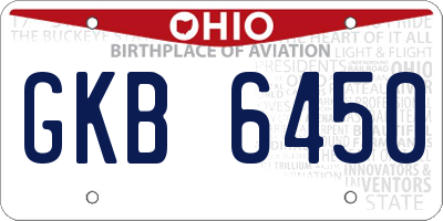 OH license plate GKB6450
