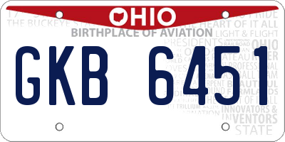 OH license plate GKB6451