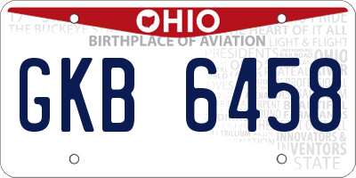 OH license plate GKB6458
