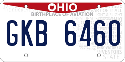 OH license plate GKB6460