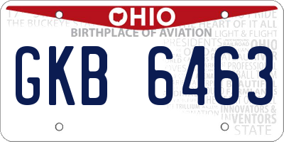 OH license plate GKB6463