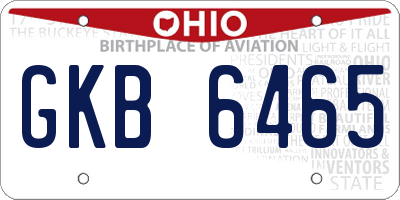 OH license plate GKB6465