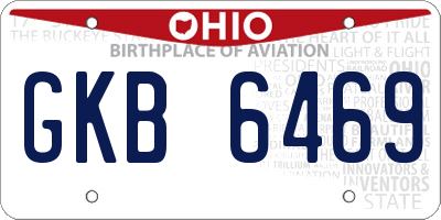 OH license plate GKB6469