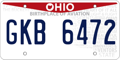 OH license plate GKB6472