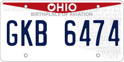 OH license plate GKB6474