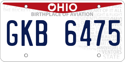 OH license plate GKB6475