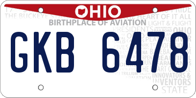 OH license plate GKB6478