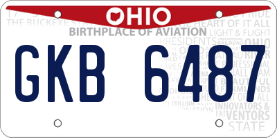 OH license plate GKB6487