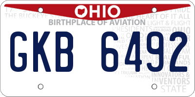 OH license plate GKB6492