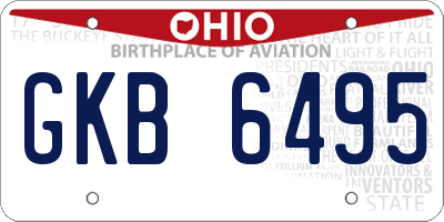 OH license plate GKB6495