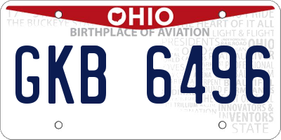 OH license plate GKB6496