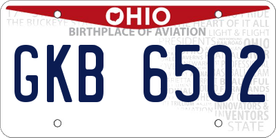 OH license plate GKB6502