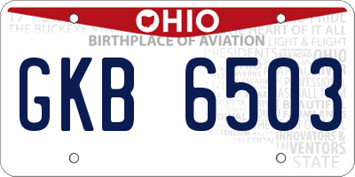 OH license plate GKB6503