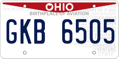 OH license plate GKB6505