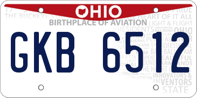 OH license plate GKB6512