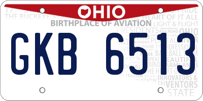 OH license plate GKB6513