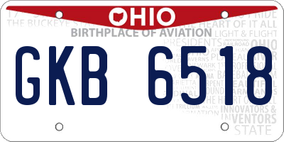 OH license plate GKB6518