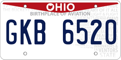 OH license plate GKB6520