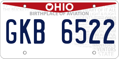 OH license plate GKB6522